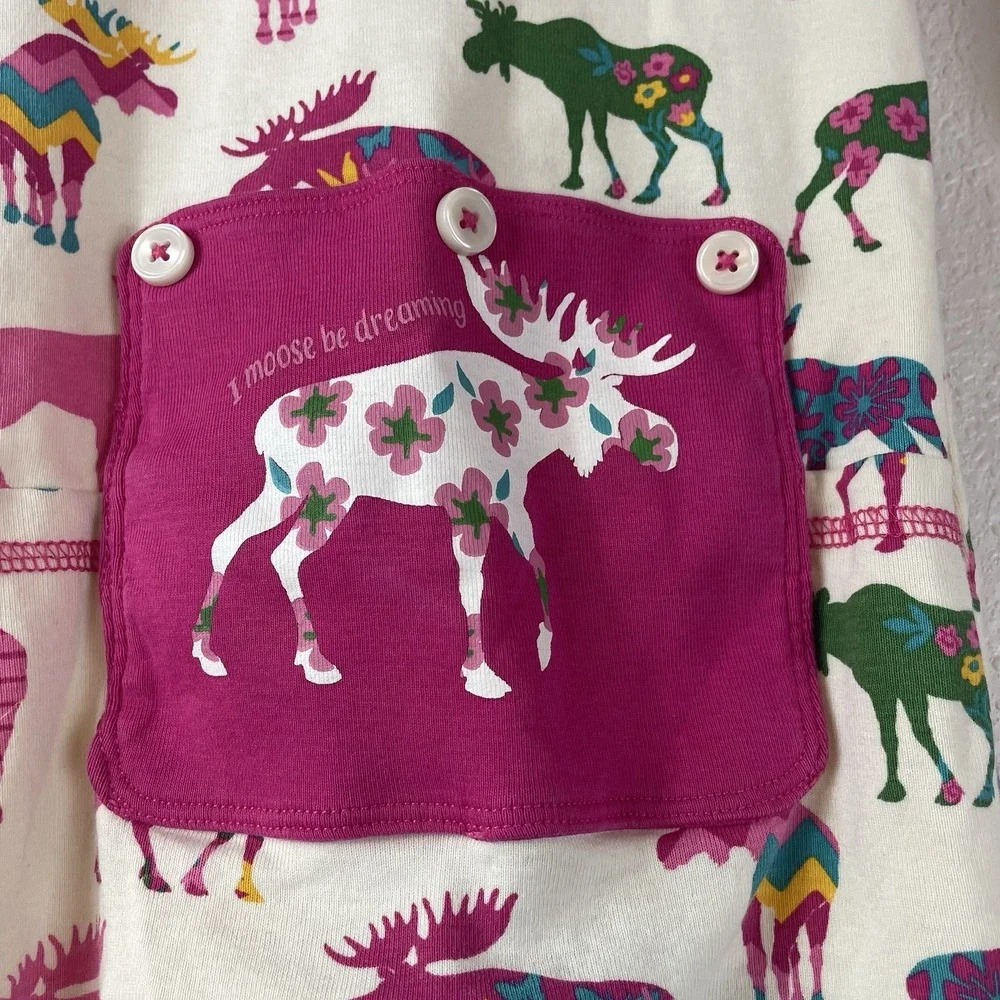 Little Blue House Pajamas Baby Girls 18-24M Pink Moose One Piece Cotton Footed